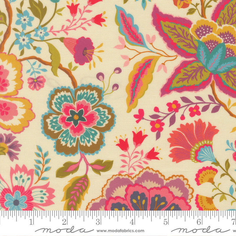 Sitara Jasmine Cream 11980 11 Moda fabric with ruler