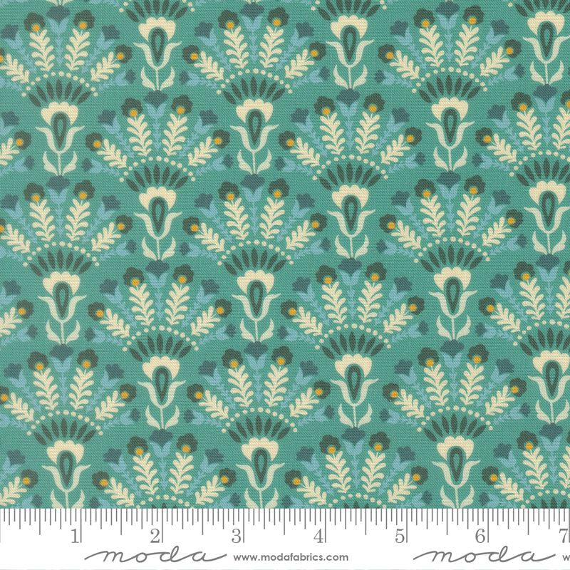 Sitara Opaline Blue Chill 11983 16 Moda fabric with ruler