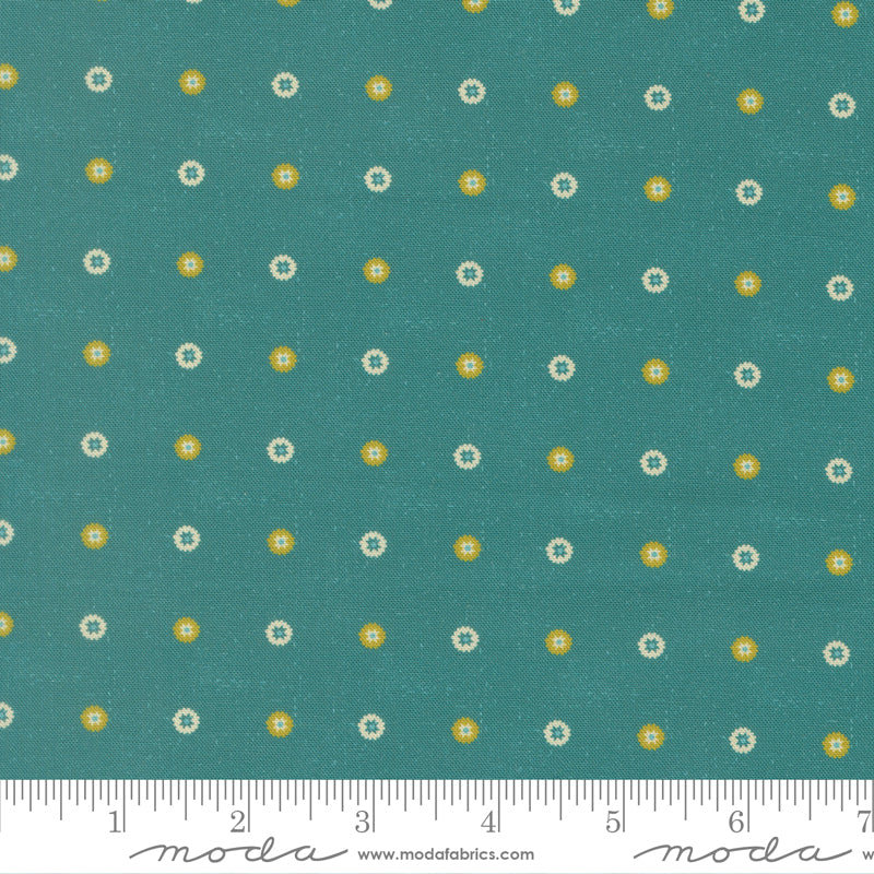 Sitara Floret Lagoon 11987 15 Moda fabric with ruler