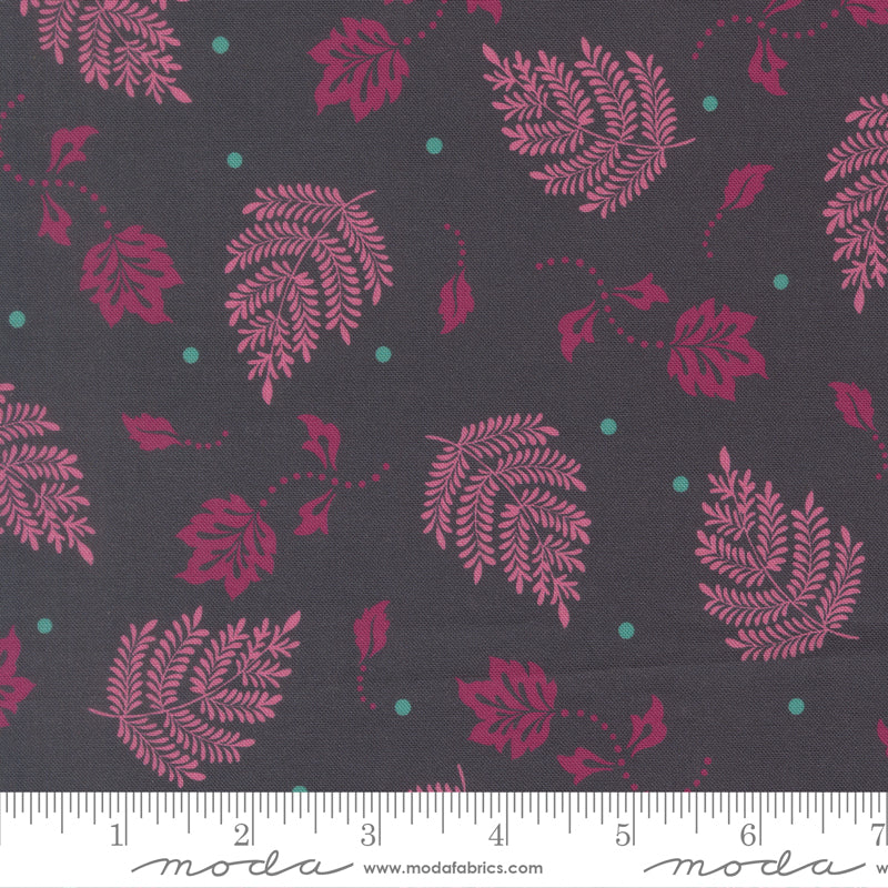 Sitara Paisley Leaf Midnight 11986 12 Moda fabric with ruler