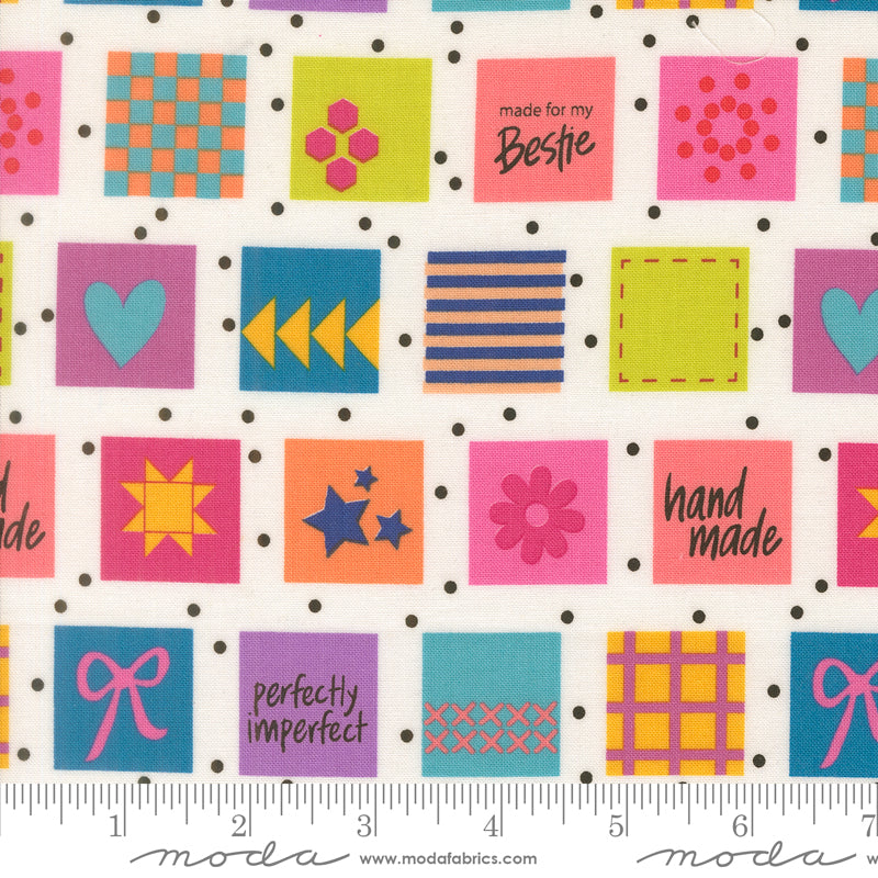 Makers Delight White 28101 11 Moda fabric with ruler